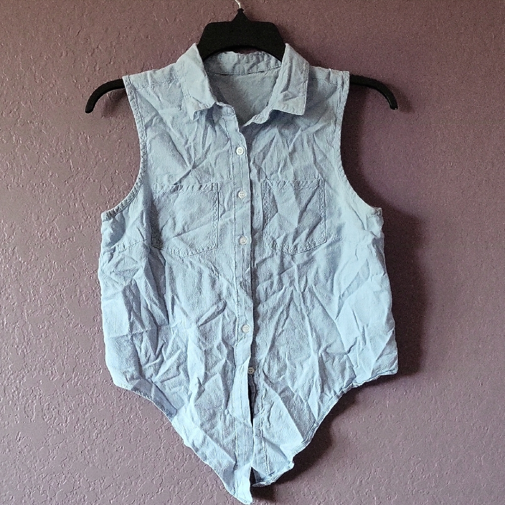 New Look Sleeveless Light Blue Denim Top